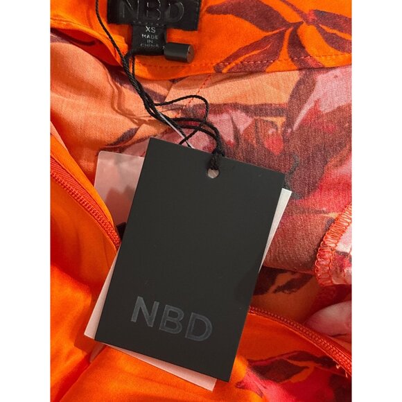 NBD Nicolette Gown in Orange Floral XSmall New Womens Maxi Long Dress - Picture 9 of 10